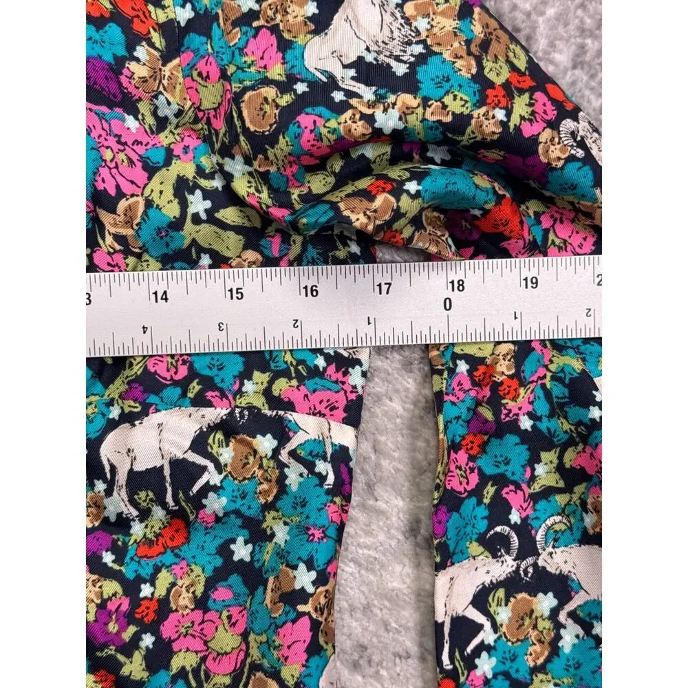 New J Crew Collection Silk Shirt 00 Womens Grazing Goats Whimsical